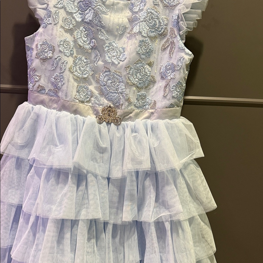 Disney Store Girls Blue Ruffle Tulle Party Dress Size 9/10 Special Occasion - Picture 7 of 7